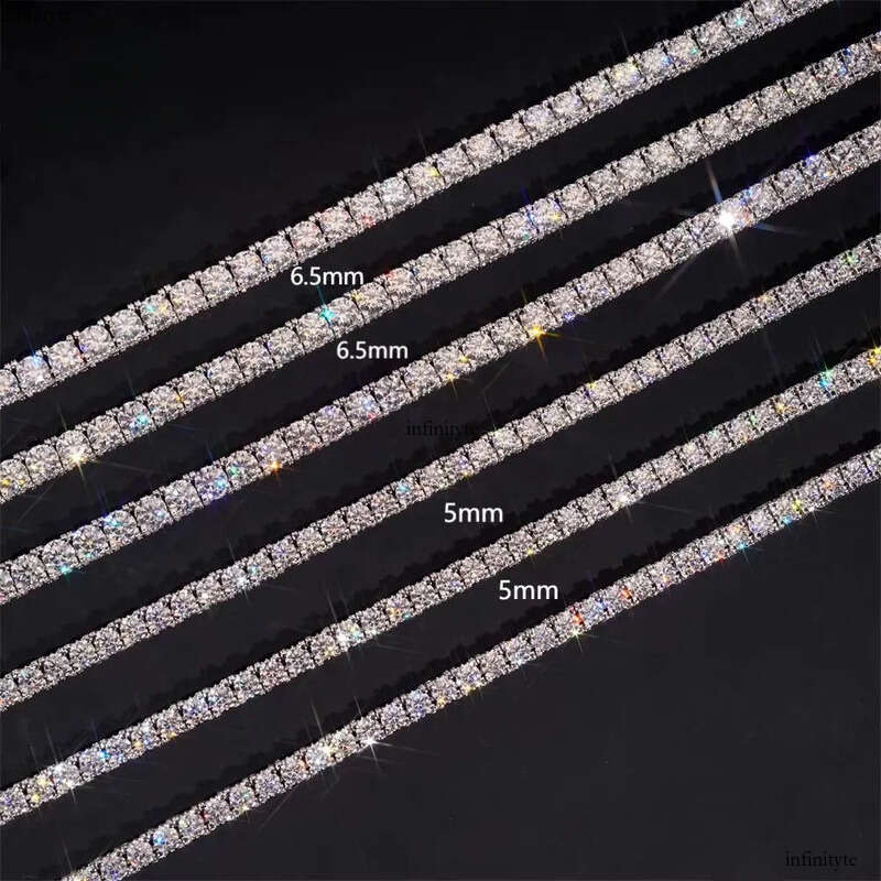 Custom GRA Certificate 5mm 6.5mm VVS Moissanite Dia-Studded Side Tennis Sier Hip Hop Jewelry Iced Out Link Chain