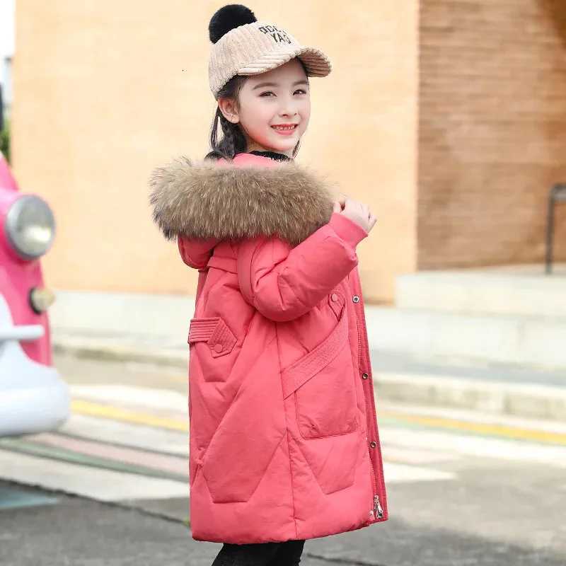 516 Y Teen Girl autumn Winter down Jacket Coat Hooded Long toddler girl clothes Parka real Fur Overcoat Warm Children ClothingT251016