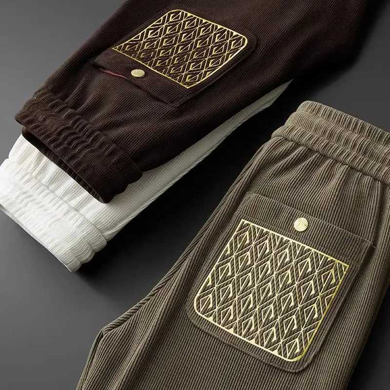 2025 new mens casual sports pants tied with feet slim fit stretch mens side striped laceup sweatpants J251016