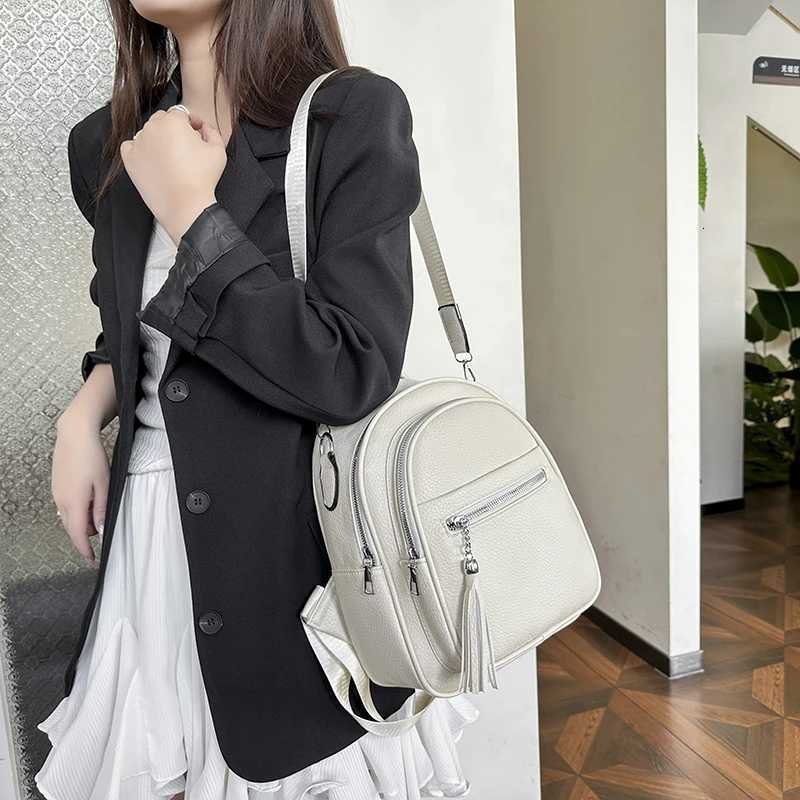 Shoulder Bag for Women 2025 New Fashionable Solid Color Womens Backpack Casual Soft Leather Multi functional Backpack CommuterT251016