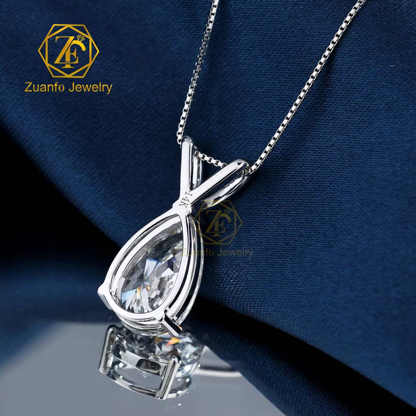 CVD Lab Grown Diamond Fine Pendant Necklaces with IGI Pear Cut 925 Silver 9K 10K 14K 18K Real Gold Fine Jewelry Necklaces designer