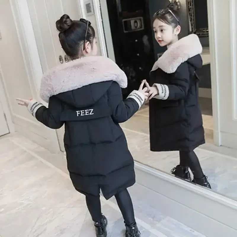 Children Winter Jackets Warm Down Cotton Coat New Girls Clothing Parka Fur Collar Coat Girl Thicken Overalls Hooded Kids ClothesT251016
