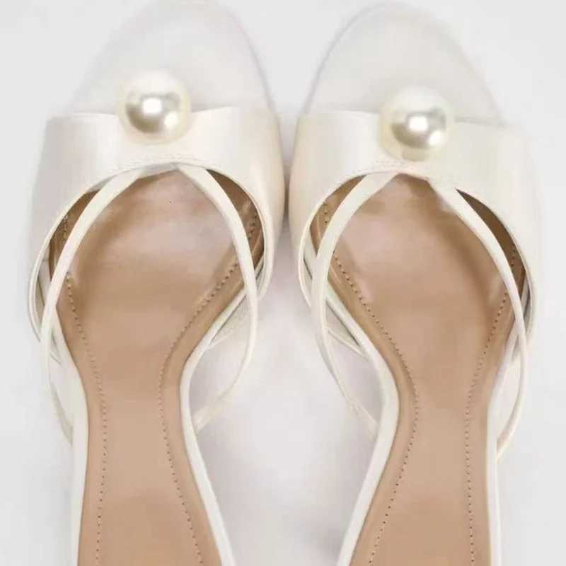 Luxury String Bead Brand Designer Slippers Women High Quality Satin Narrow Band Slide Sandals Elegant Opentoe Party Dress Shoes Z251015