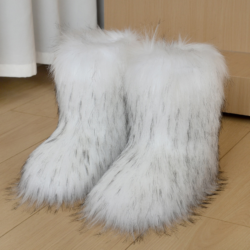 Free shipping for women's fur boots, warm shoes, fur and fur winter new style, thickened snow boots with sleeves