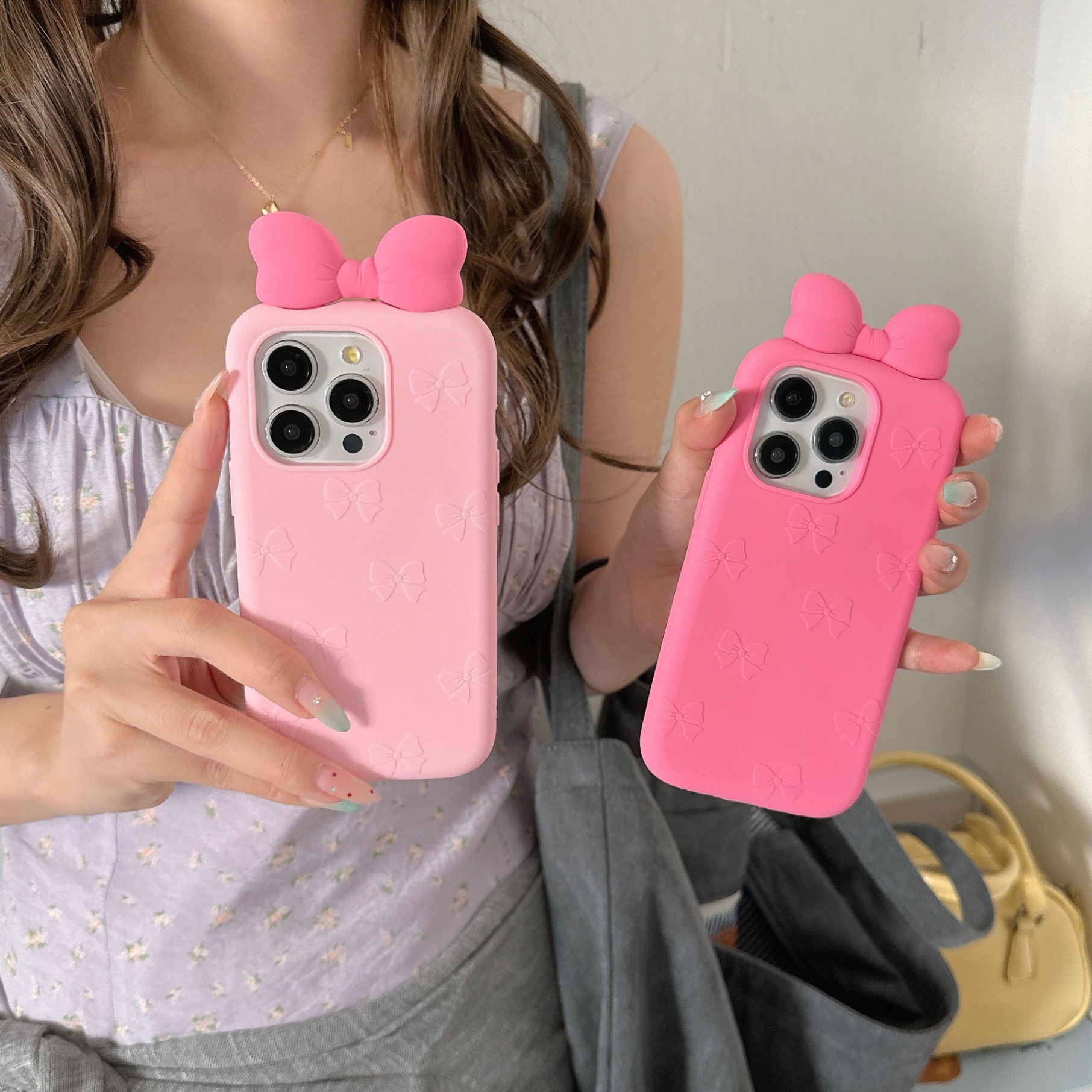 3D Cute Bowknot Case iPhone 17 Pro Max , Apple 16 Pro Protective Cover for Women