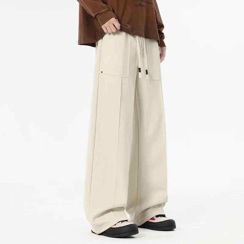 Mens Wide Leg Sweatpants Baggy Joggers 65 Cotton Korean Style Sports Pants Neutral Loose Outdoor Jogger Fitness Trousers J251203