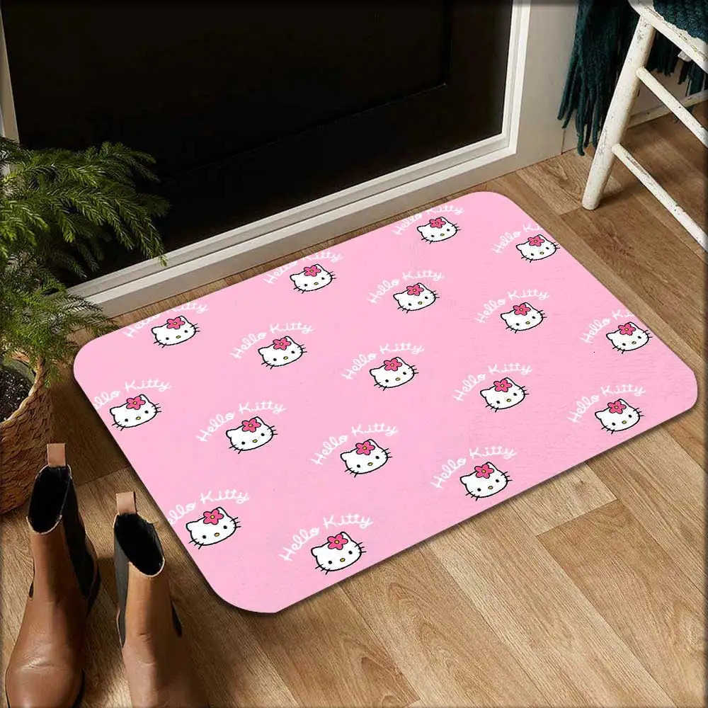 Sanrio Kawaii Kitty Welcome Mat Modern Home Decoration Soft Room Carpets Motorcycle Carpet Washable Nonslip Kitchen Rug Hallway Mats L251016
