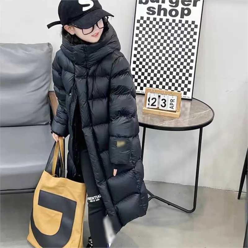 New Down Jacket MidLength Hooded Childrens down Jacket White Duck down Korean Style Childrens Cotton Clothes Boys and GirlsT251016