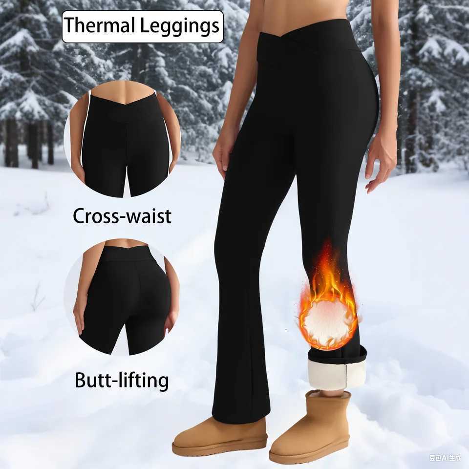 Fleece Women Leggings Thick Flared Pants HighWaisted Thermal Tights Tummy Control Winter Warm Legging Casual WearT251016