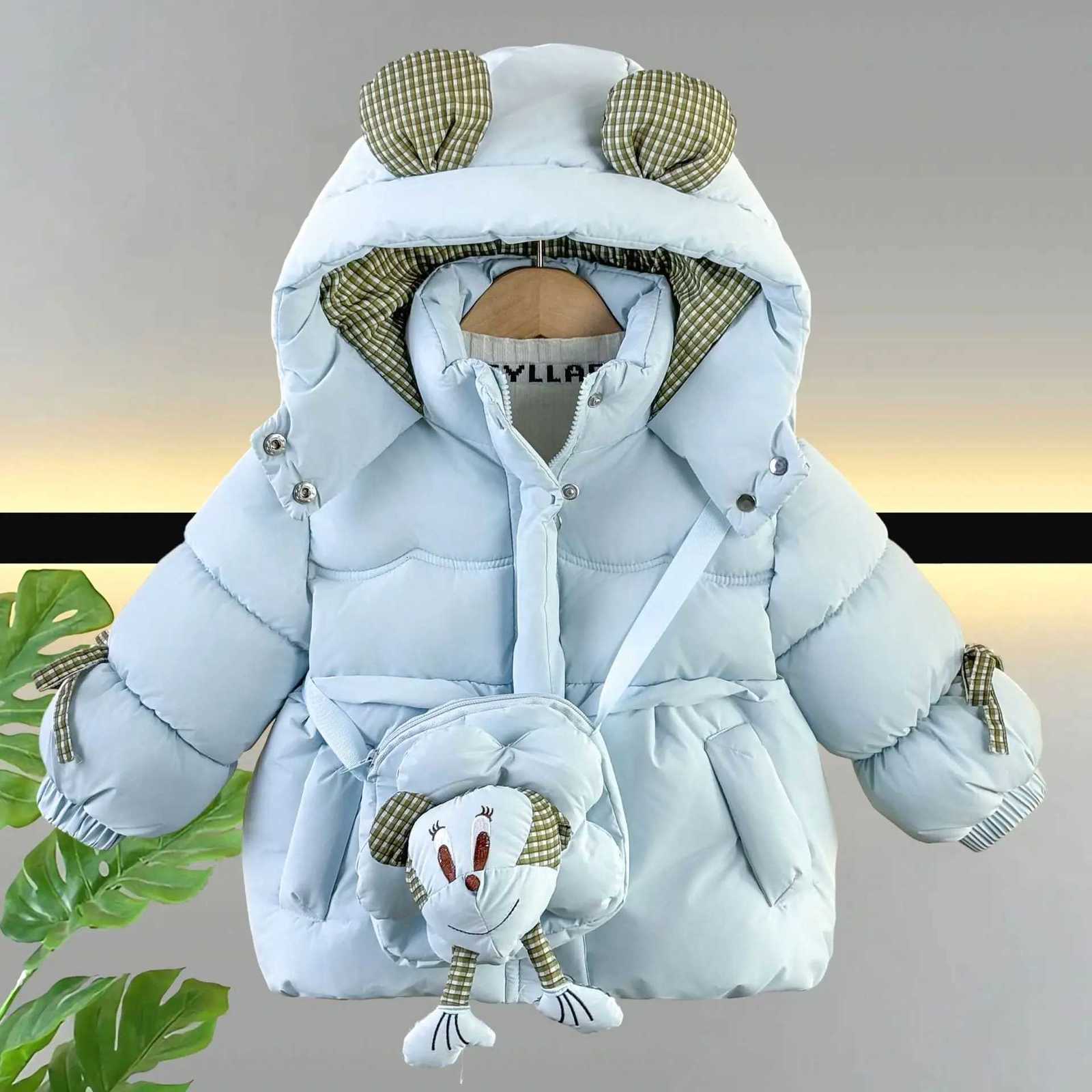 Baby Girls Winter Down Coat 2025 New Cute Fashion Thicken Hooded CottonPadded Jacket With Bag Children Clothing Outerwear 26YT251016