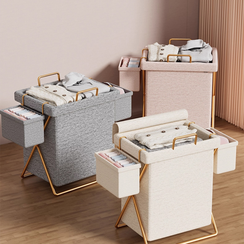 Foldable dirty clothes basket home fabric with lid dirty clothes storage basket laundry basket bathroom basket artifact