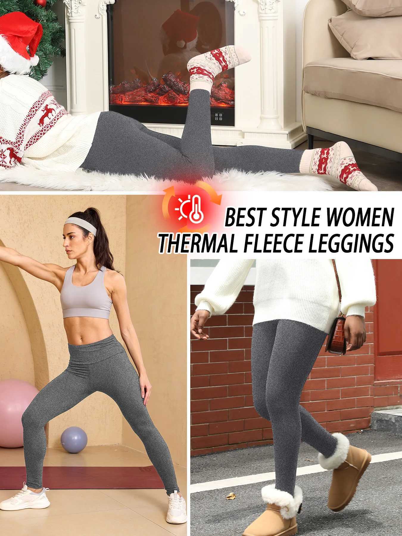 Womens Thermal Fleece Lined High Waisted Leggings Workout Winter Warm Thick Tights Soft Yoga PantsT251016
