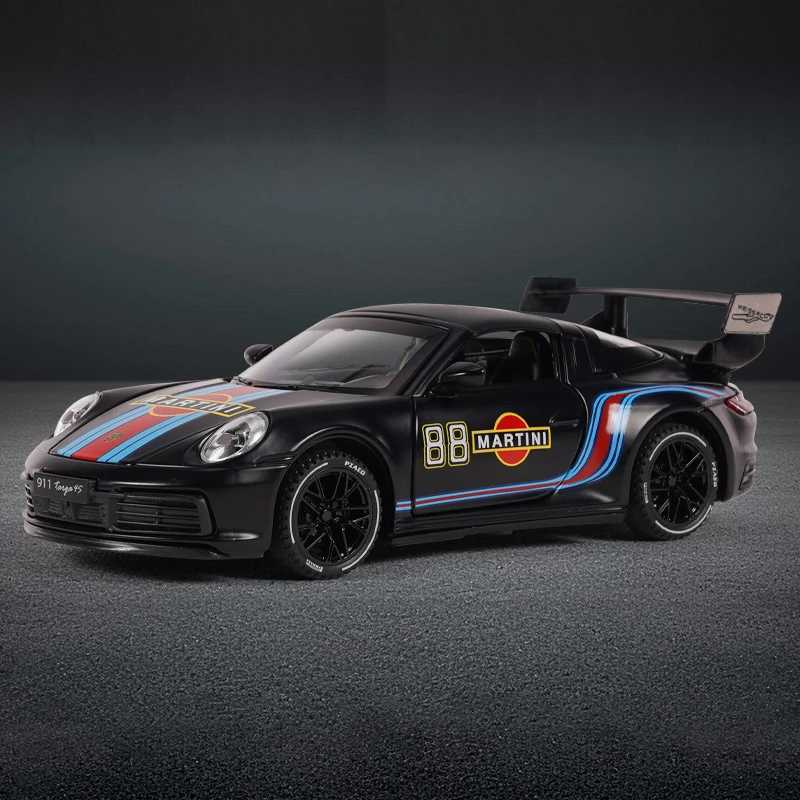132 Porsche 911 Targa 4S Martini Racing Alloy Metal Diecast Model Car Sound And Light Pl Back Childrens Toy Car Ornament Boy C251106