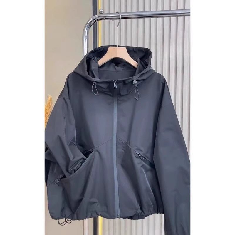 Women's Jackets Autumn Quality Hooded Bomber Jacket Casual Short Cargo Coat For Woman Zipper Pocket Khaki Baseball Female Outwear