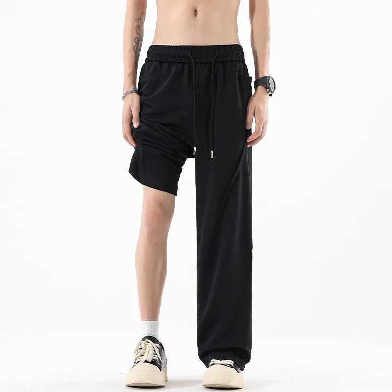 Man Elastic Waistband Casual Pants 2025 New Arrival Loose Fit Straight Leg Trousers Minimalist Versatile Structured Pants J251203