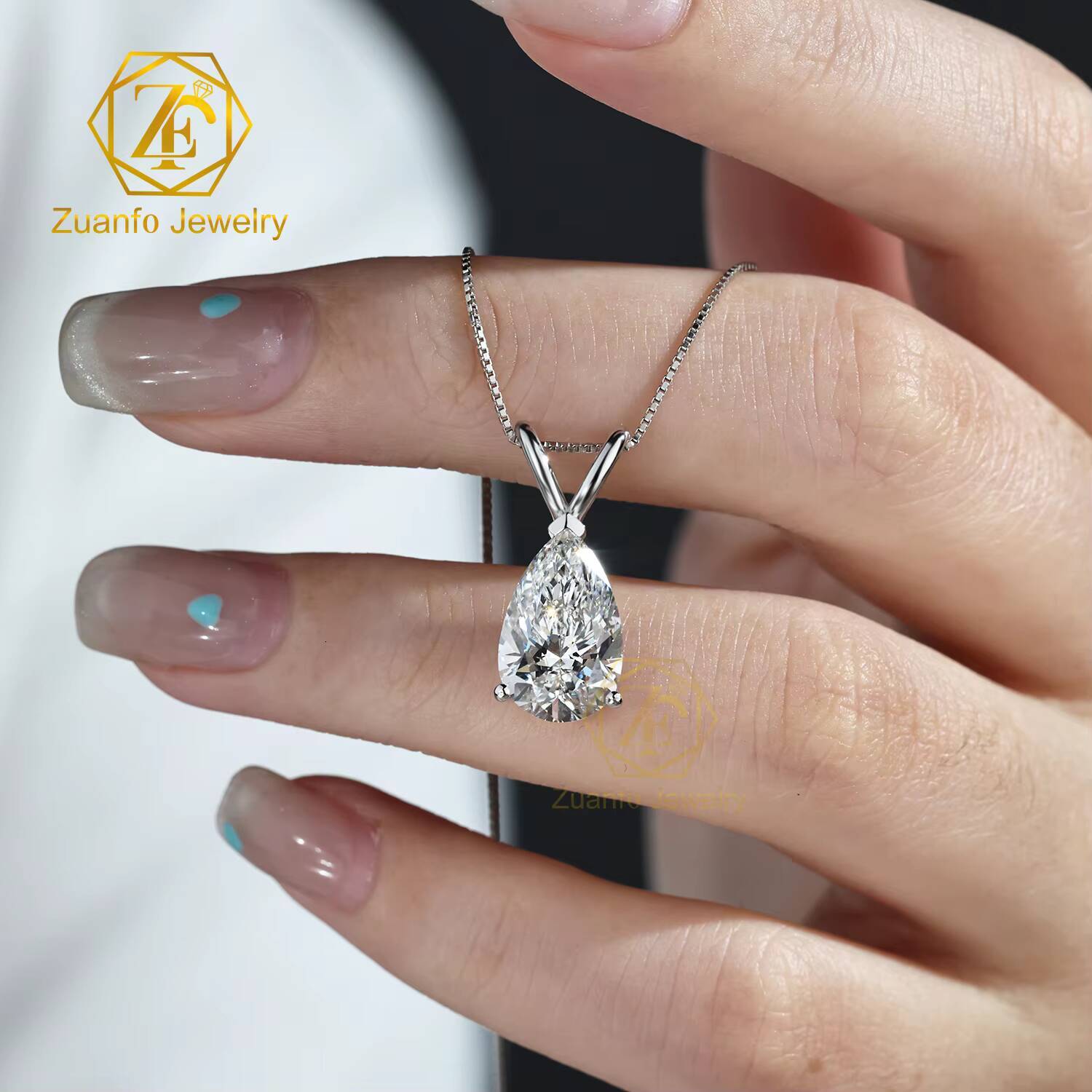 CVD Lab Grown Diamond Fine Pendant Necklaces with IGI Pear Cut 925 Silver 9K 10K 14K 18K Real Gold Fine Jewelry Necklaces designer