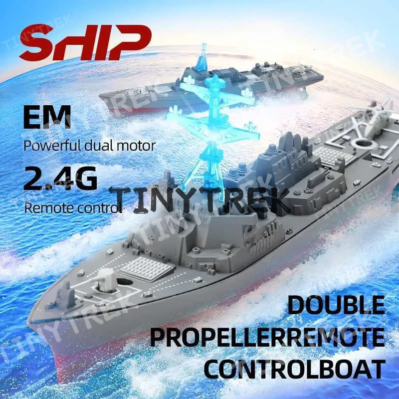 RC Kids Dwe76 Toy Remote Control Aircraft Carrier Simulation Warship Model Mini Battleship Radio-Controlled Boat Childern Gift X250509