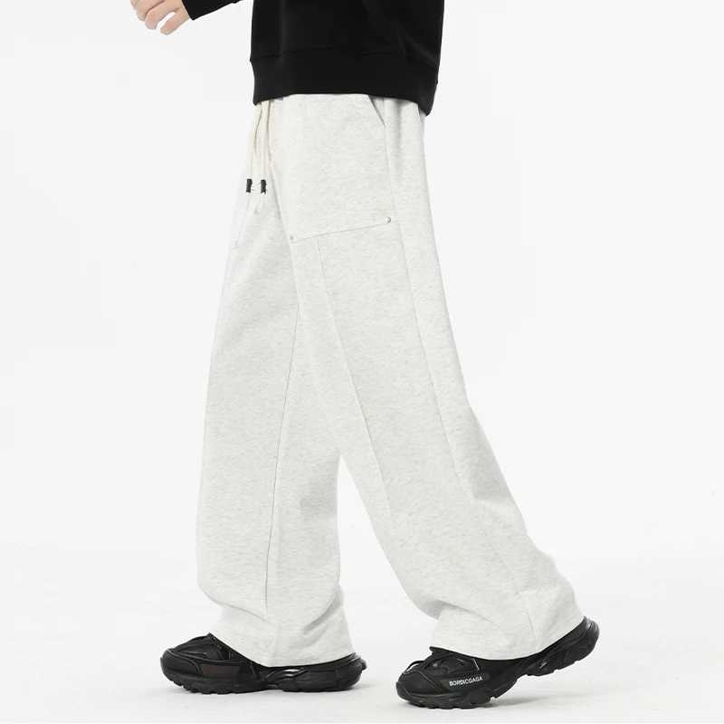 Mens Wide Leg Sweatpants Baggy Joggers 65 Cotton Korean Style Sports Pants Neutral Loose Outdoor Jogger Fitness Trousers J251203