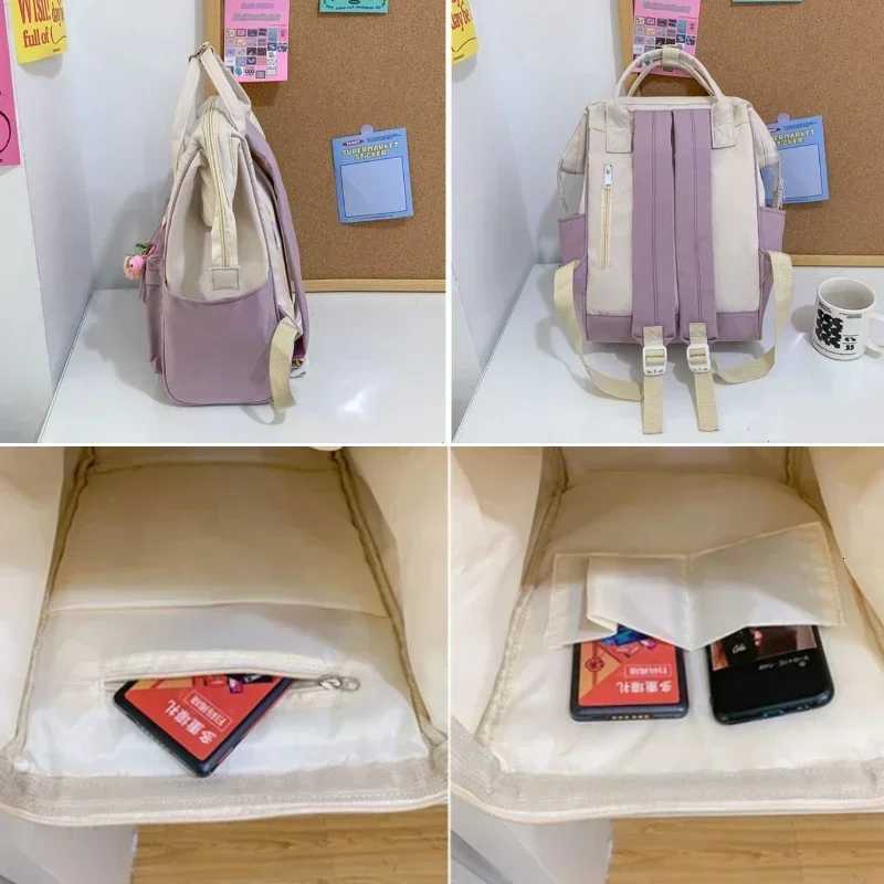 Largecapacity Junior High School Student Schoolbag Color Matching Simple Waterproof Backpack Leisure Travel Storage Bag T251016