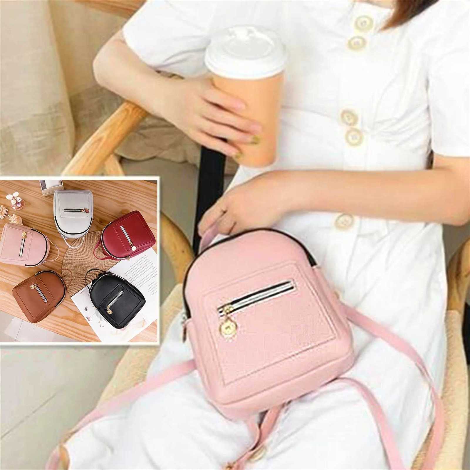 Mini Backpack for Women PU Leather Multifunction Crossbody Bag Small Fresh Solid Color Ladies Phone Pouch Pack Shoulder Bag NEWT251016