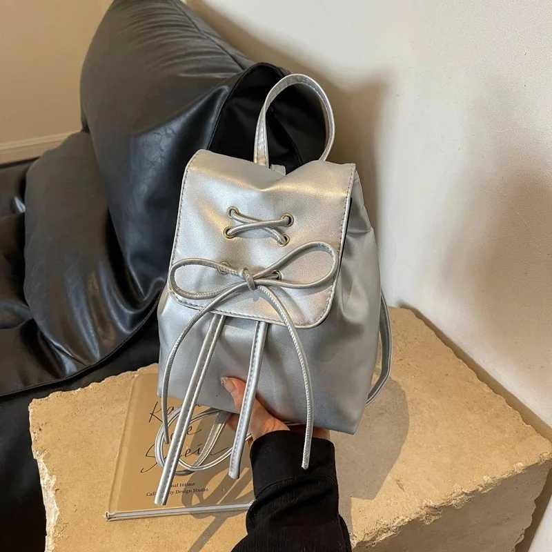 Korean Style Backpack Women Knot Double Small Bag Ladies 2025 New Fashion Bapa Cute Handheld Single Shoulder Bag BookbagT251016