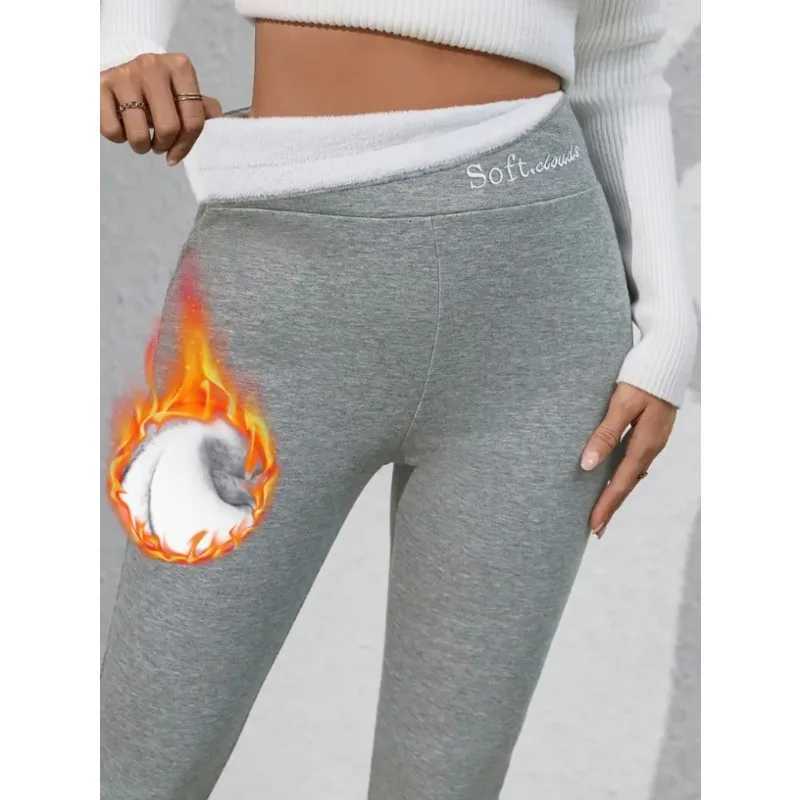 Embroidered Fleece Leggings Women High Waisted Thermal Plush Lined Thickened Tights for Winter Warmth Slimming Fashion TightsT251016