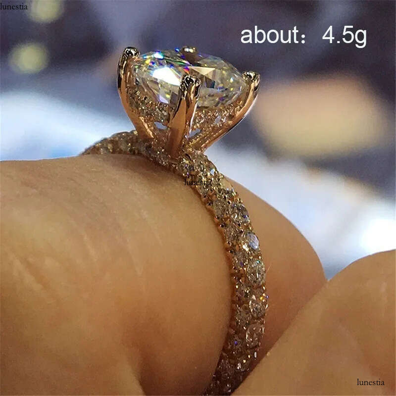 Crystal Dia Ring Womens Gold Finger Bridal Wedding Rings Jewelry