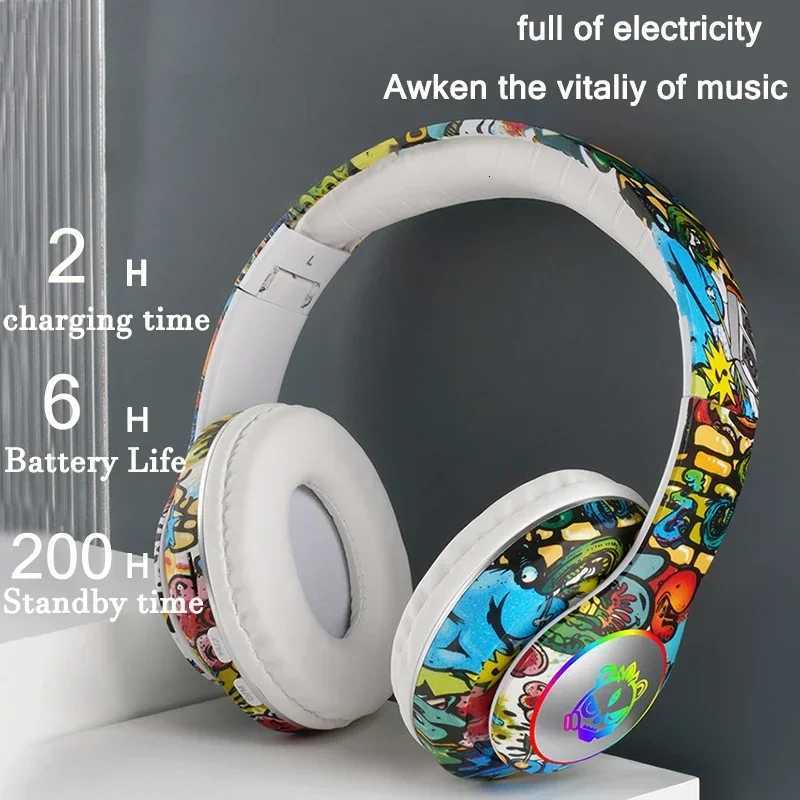 Graffiti Headphones LED Light Game Doodle Wireless Headsets Earphones With Mic For Kids Boy Girl Gift Support TF Card Z251015