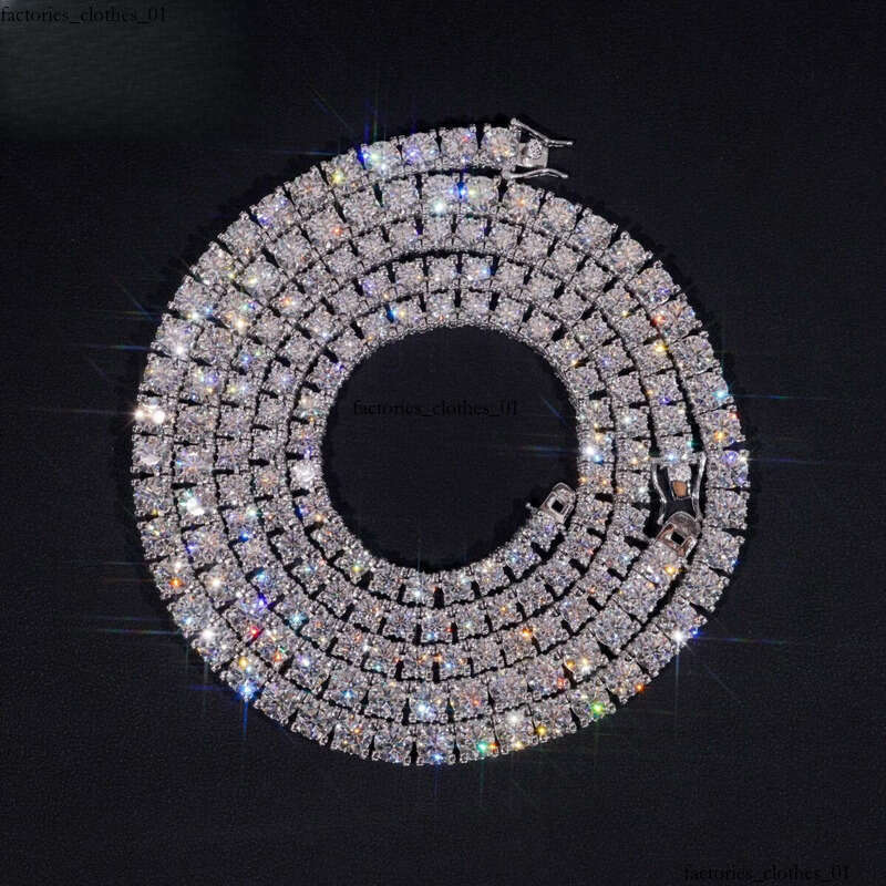 Street Hip Hop 5mm 6.5mm Moissanite Sterling Sier Table Tennis Necklace Men for Boyfriends Gift