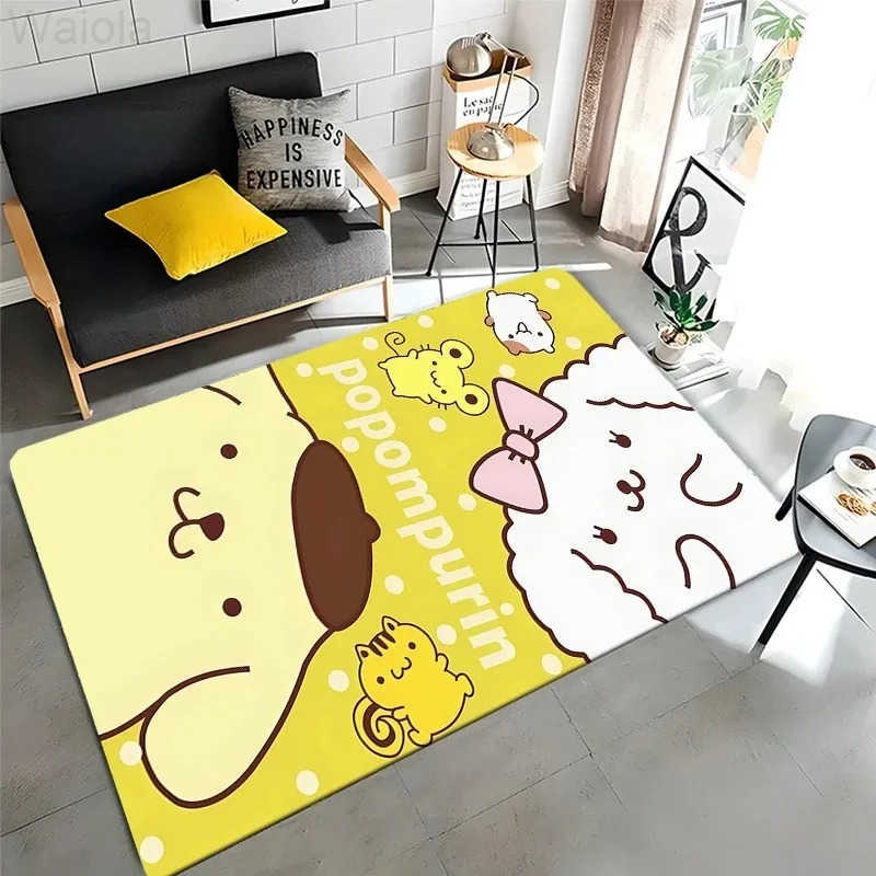 Sanrio Pom Purin Pattern Rug Carpet for Living Room Bathroom Mat Doormat Carpet for Bedroom Home Mandala Rug L251016