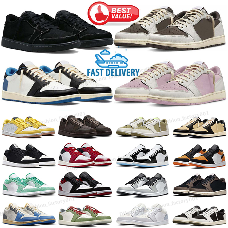 Designer Low 1s basketball shoes Mens Womens OG Triple Black White Shadow University Blue UNC Bred Toe Light Smoky Grey Outdoor sneakers Eur 36-47