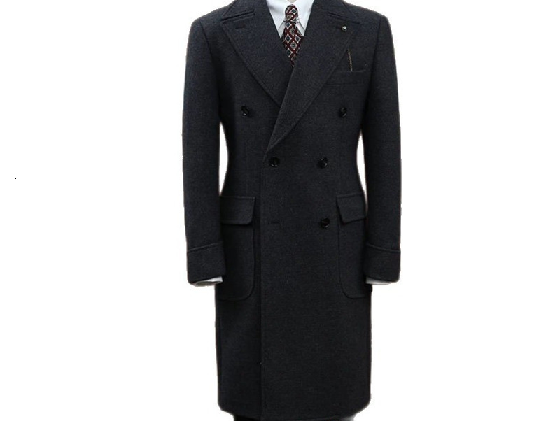 British Style Coat Autumn Winter Jacket Herringbone Pattern New Mens Slim Fit Trench Coat MidLength Woolen Coat Double Breasted 241228Z