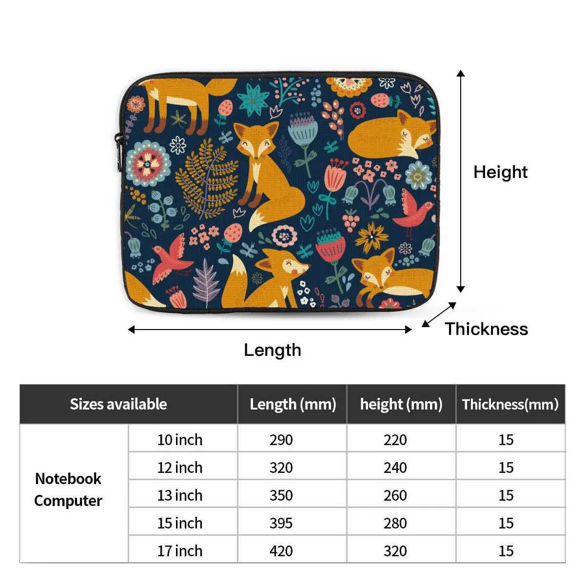 Laptop Notebook Bag Case Fox Computer Sleeve Case 12 13 15 17 Shockproof Case Bag for Macbook Air ProW251015