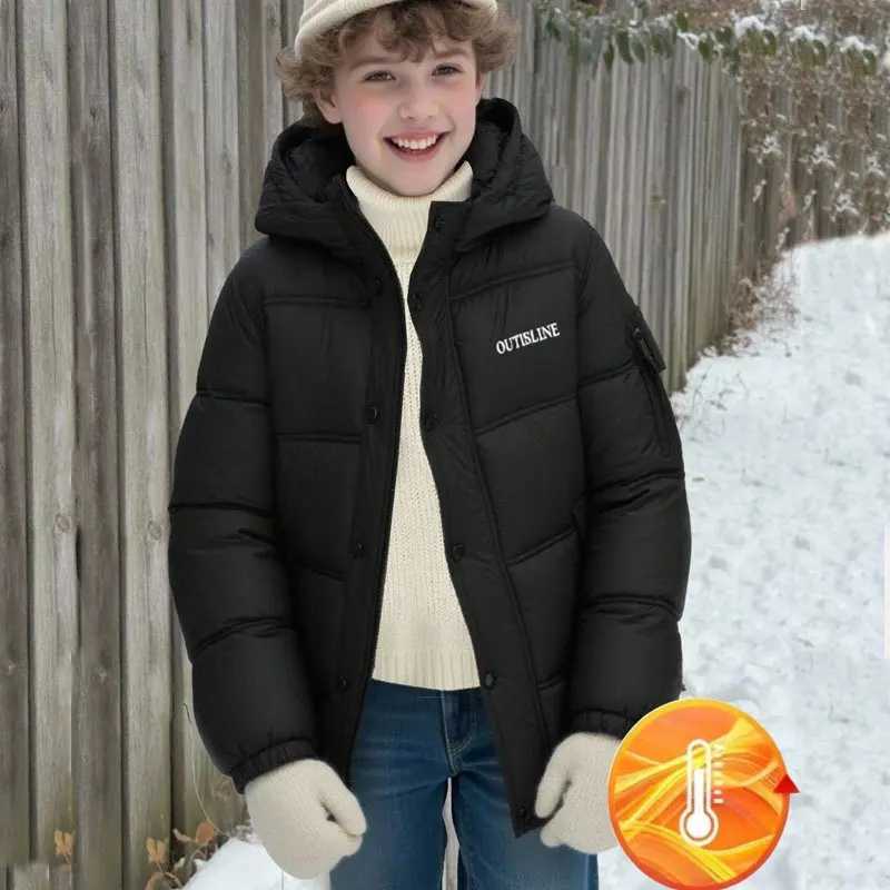 Big Boys Winter Hooded CottonPadded Jacket 2025 New Kids Windproof 15 Cotton Blend Outdoor Snowsuit Teen Casual Hooded ParkaT251016