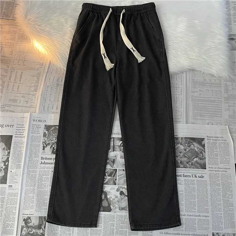 Loose Wide Leg Thin Denim Jeans Mens Summer Trendy Brand Casual Long Pants Harlan Sle Dstring Waist Regular Thin J251016