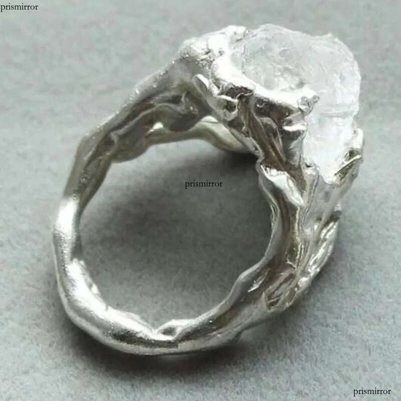 Big Dia Mens Hip Hop Jewelry Irregular Stone Solitaire Ring Black Sier Wedding Rings For Party