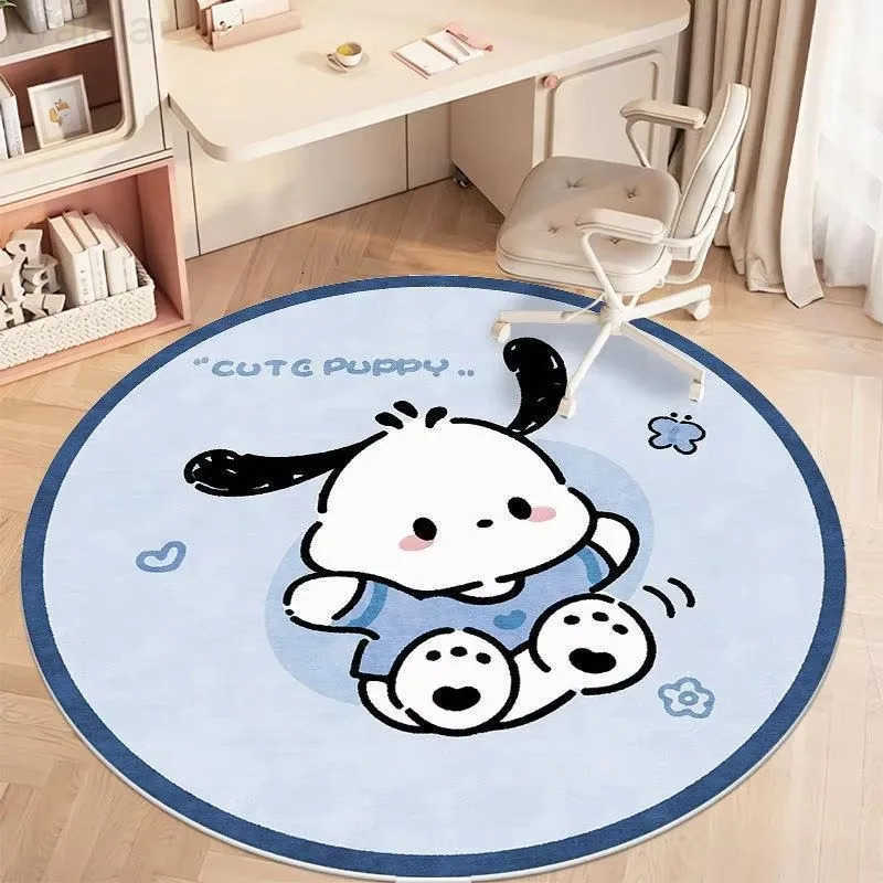 Sanrio imitation cashmere carpet Kawaii Cinnamoroll non slip wear resistant door mat cute Kuromi round foot mat girl bedroom mat L251016