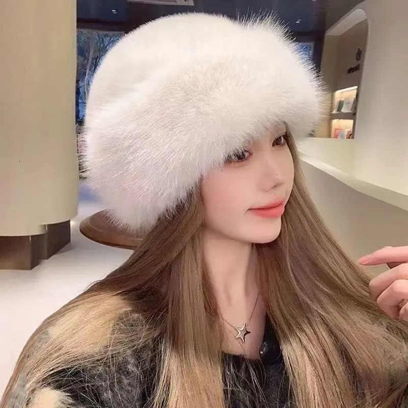 Fluffy Fur Hat Womens Winter Autumn Ear Protection Thickened Snow Ski Cap Korean Style Fashion Solid Color Mongolian Hats 251009