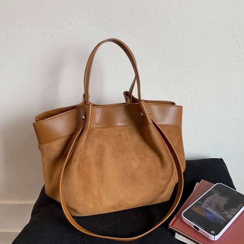 Fashion Design Elegant Bags Faux Suede Top-Handle Handbag Large Capacity Shoulder Tote Bag For Women Bolsos De Mujer Suotong251016 Suotong251016 Suot2