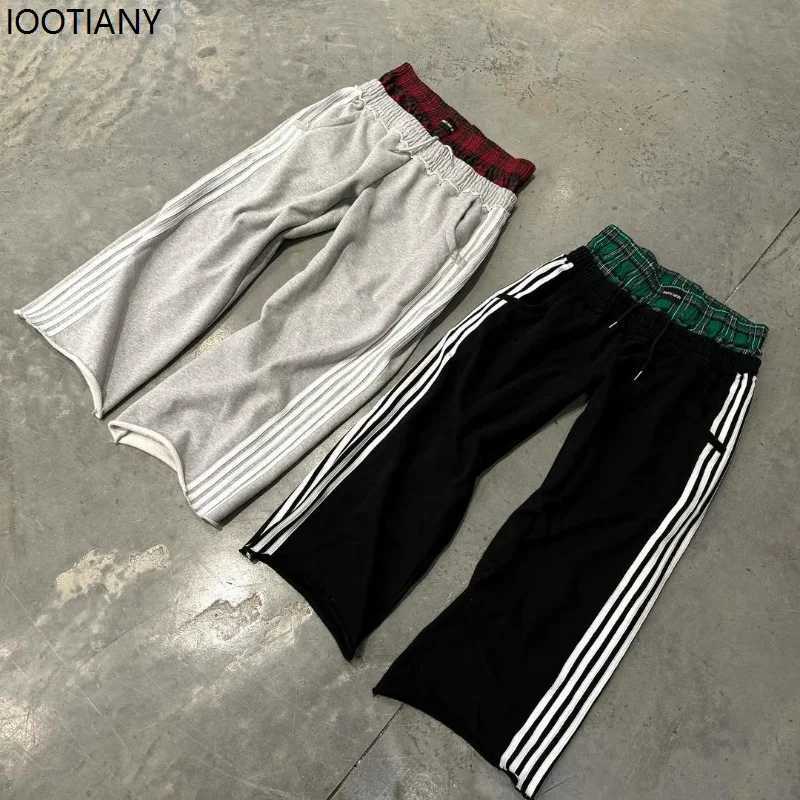 Y2k Retro Striped Womens Sports Pants Harajuku Splicing Korean Fashion Loose Straight Pants Street High Waist Hip Hop Pants W251015
