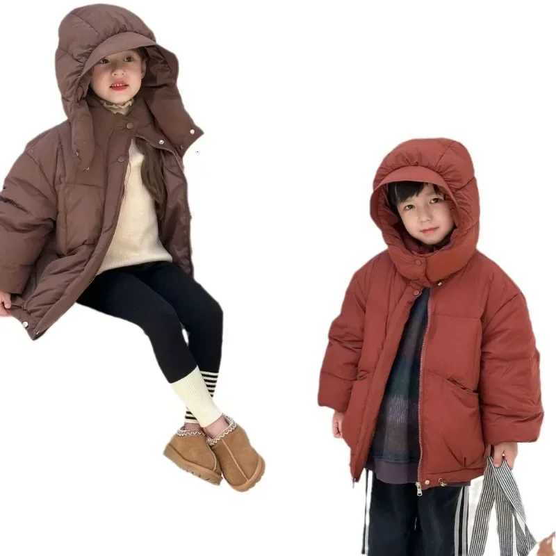 School Children Hooded Down Jacket White Duck Down Thickened Warm Short Outerwear Casual Teenage Boys Girls Parkas Tops ClothesT251016