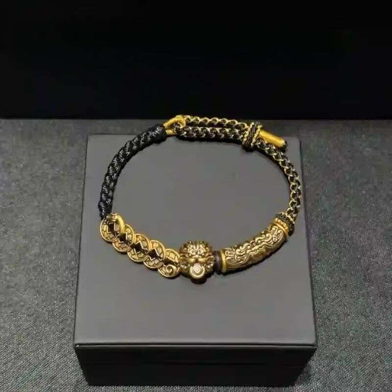 SL0500 Lucky Five Emperors Money Pixiu Taotie Pattern Bracelet Men's Jewelry Blessing Wealth Trendy Versatile ddmypluto