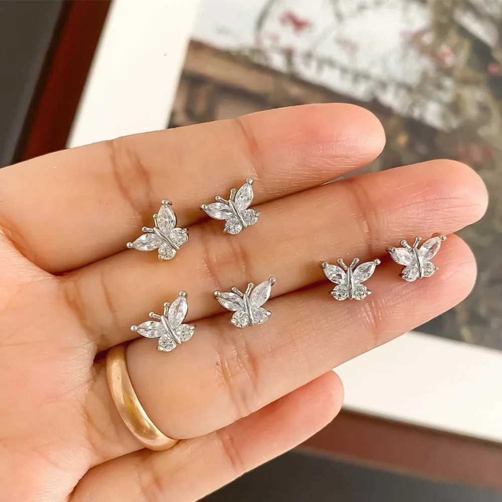 Delicate Butterfly Stud Earrings Silver Color Gold Color Available Ear Accessories for Women Daily Wear Statement Jewelry
