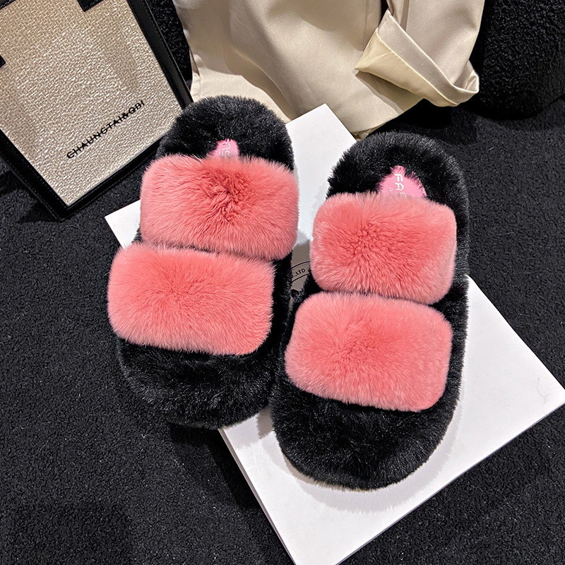Free shipping Designer slippers Autumn and winter thick soled outdoor classic fashionable plush slippers for womens