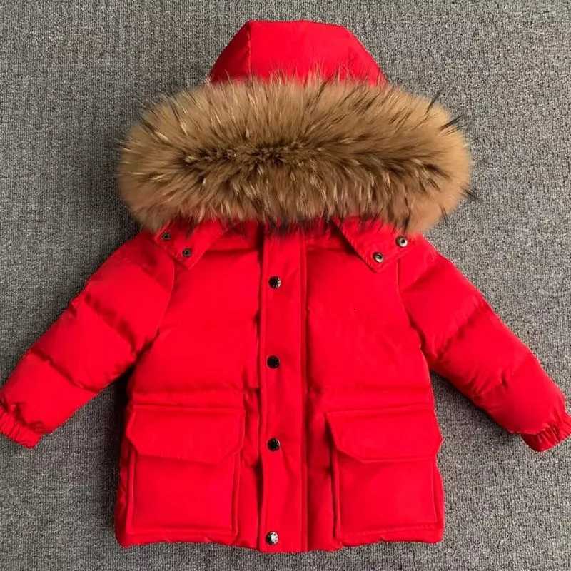 Winter New Hooded Down Coat For Girl Real Fur Collar Thicker Warm Outerwear Teenage Boys Kids Down Jackets Snowsuit A4761T251016