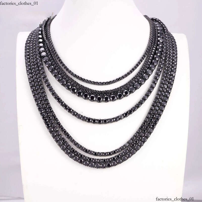 Sier Jewelry Hip Hop GRA Certificate Gold Plated Necklace Black Moissanite Tennis Chain