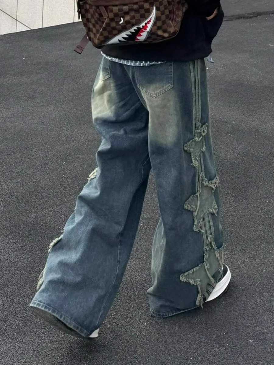 Star Jeans for Women Girls Baggy Cute Patchwork Denim Pants Y2k High Waisted Jeans Grunge Aesthetic Clothes J251016