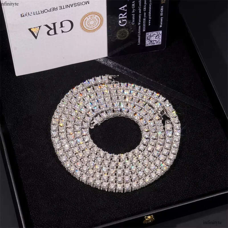 Custom GRA Certificate 5mm 6.5mm VVS Moissanite Dia-Studded Side Tennis Sier Hip Hop Jewelry Iced Out Link Chain