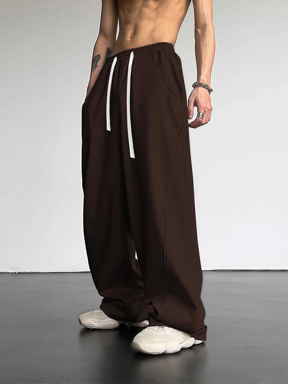 Traf Mens Jogging Straight Sweatpants Street Style Solid Colour Drawstring Casual Pants Four Seasons Casual Mens Pants J251203