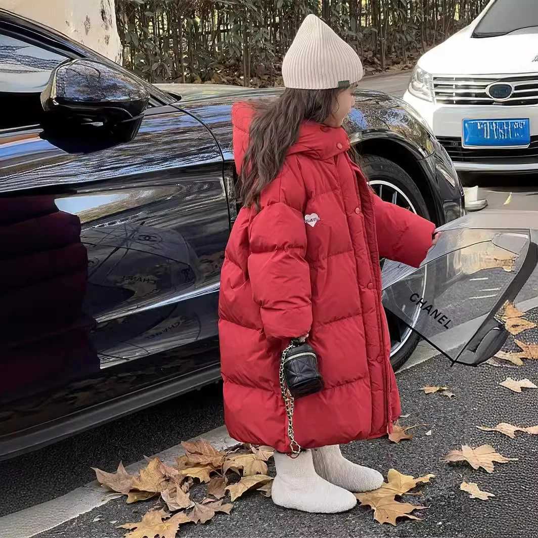Winter Warm Cotton Padded Girls Solid Coat Waterproof Large Lapel Clothes Waist Belt Children Outwear Parkas Snowsuit TR153T251016